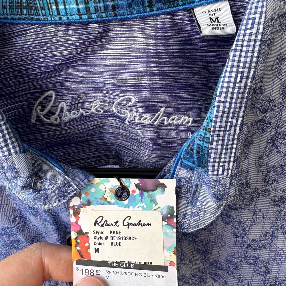 Robert Graham Blue Dress Shirt with Signature Detailing